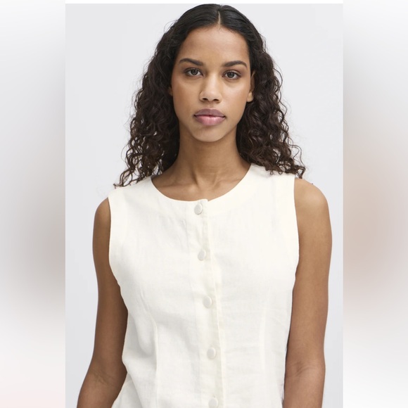 ICHI Linno Linen Blend Waistcoat Top - Picture 4 of 16